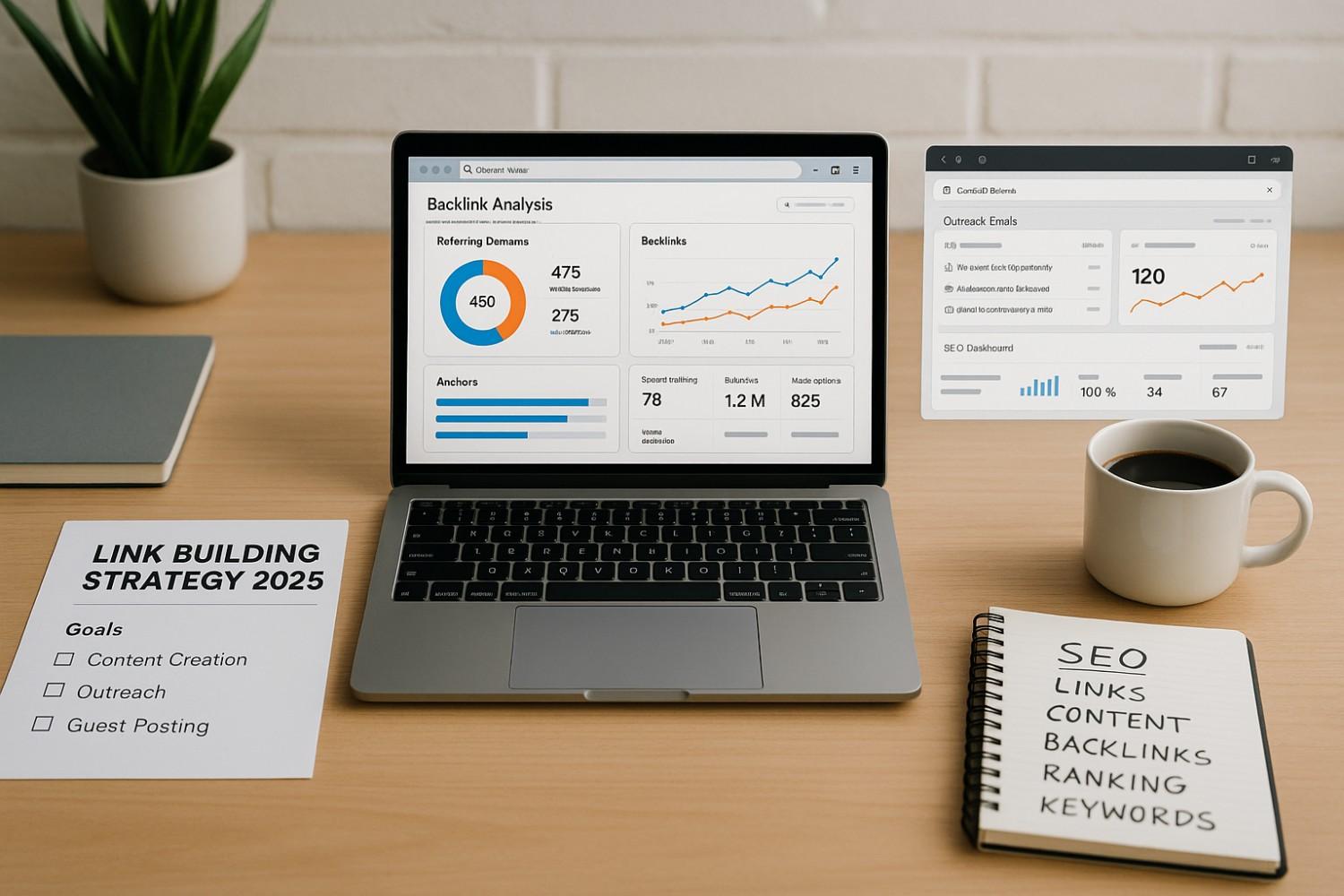 Link building strategy setup for startups using SEO tools and outreach planning in 2025.
